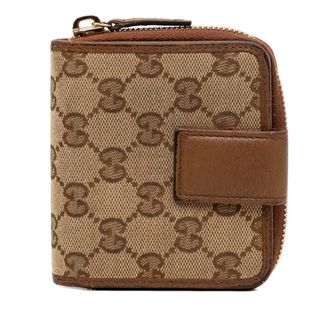 Gucci Beige Brown Canvas Leather Wallet (Bi-Fold) (Pre-Owned)