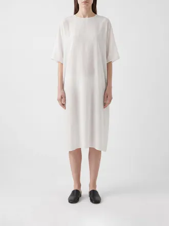 The Row Midi Cotton Caftan with Crew Neck and Short Sleeves