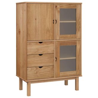 Berkfield Home Highboard OTTA 85x43x125 cm Solid Wood Pine in Brown | Size: 85 x 43 x 125 cm