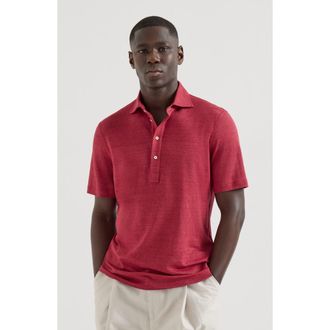 Brunello Cucinelli Jersey polo shirt in Cherry at Nordstrom, Size Xxx-Large Eu