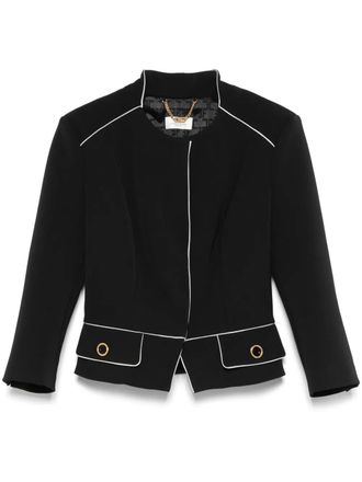 Elisabetta Franchi scarf-detailed jacket - women - Polyester/Polyester/Elastane/Elastane - 40 - Black
