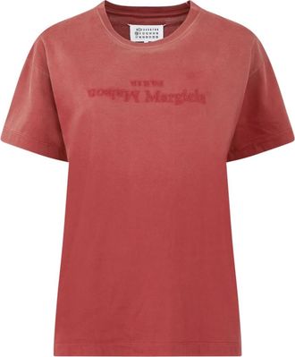 Maison Margiela logo-print cotton T-shirt - women - Cotton - S - Red
