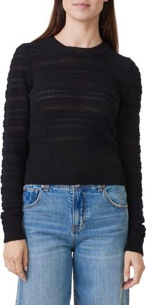 Habitual Textured Crewneck Cotton Sweater in Black at Nordstrom, Size Medium
