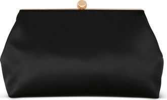 Badgley Mischka Camilla Classic Satin Pouch in Black at Nordstrom, Size Large