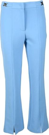 Simona Corsellini Elegante Katoenmix Broek - Dames - Wijde Broeken - Blauw - 2XS - Katoen - Broeken
