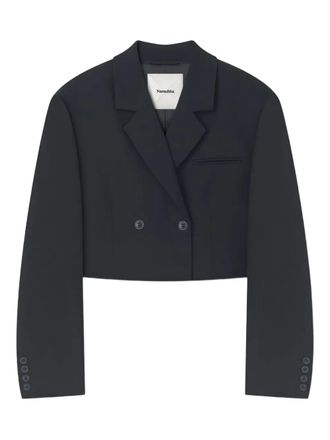 Nanushka Blazer Rony doppiopetto crop - Nero