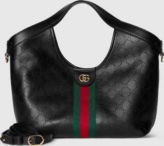 Gucci Giglio Small Tote Bag, Black, Leather