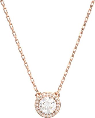 Swarovski Damesketting Angelic Hanger Rondgeslepen Pave Wit Ros&eacute;goud Legeringslaag UNA 5636272 - Dames - Kettingen - Roze - ONE Size - Accessoires