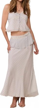 LoveShackFancy Sylette Chiffon Striped Maxi Skirt In Lariat Blue