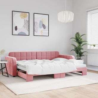 vidaXL Sof&aacute; Cama Nido Terciopelo Rosa 80x200 Cm Vidaxl