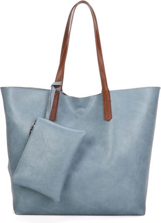 Generic 3 in 1 Shopper Bag for Women, Large Synthetic Tote Handbag with Madgot Top Closure, Detachable Long Strap, Removable Inner Bag & Small Purse Charm (Bl