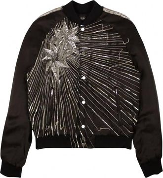 Amiri Mens Beaded Star Bomber Jacket In Black