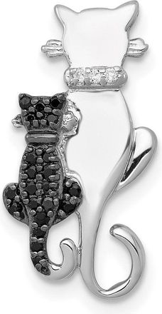 Diamond2Deal 14k White Gold Black and White Diamond Big and Little Cats Chain Slide
