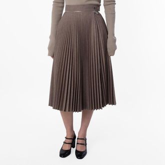 Burberry Pleated Wool Midi Skirt, Brand Size 6 ( US Size 4 )