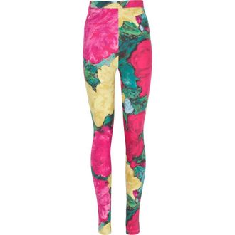 Balmain Jersey leggings with roses print in Multicolor at Nordstrom, Size X-Small