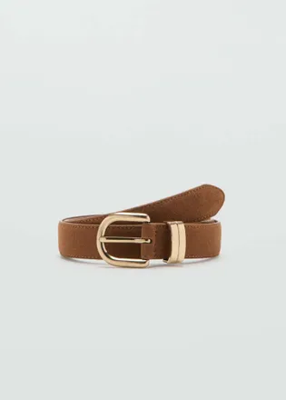 Mango Cintura pelle crosta di cuoio marrone - Donna - S - MANGO