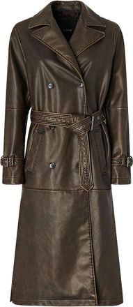 Pinko Brown Tamerice Faux Leather Trench Coat