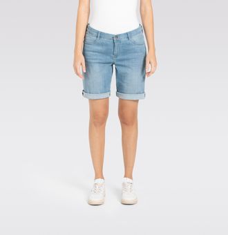 MAC Broeken Bermudas MAC, Damen, Gr. 38, N-Gr, blau (light blau washed), Denim/Jeans, Obermaterial: 97% Baumwolle, 3% Elasthan, gerade, Hosen Bermudas, aus sehr l