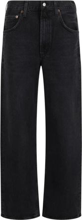 A Gold E Zwarte Low Curve Jeans met Wijde Pijpen - Dames - Regular Fit Jeans - Zwart - W28 - Katoen - Jeans