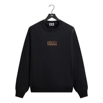 Kith Classic Logo Leopard Applique Nelson Crewneck Black KHM034449-001