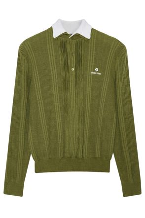 Shushu/Tong Green Contrast Collar Knit Pullover