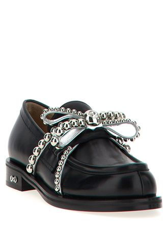Mach & Mach Crystal Stud-Embellished Loafer - Black