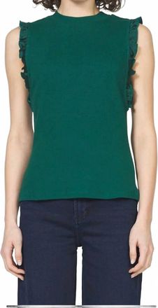 Dear John Denim Bridget Ruffle Sleeve Top In Green