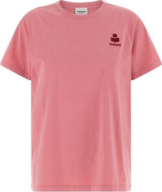 Isabel Marant Pink Crew Neck Logo T-Shirt