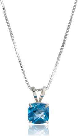 MAX + STONE 925 Sterling Silver 6mm Cushion Cut Gemstone Birthstone Pendant Necklace