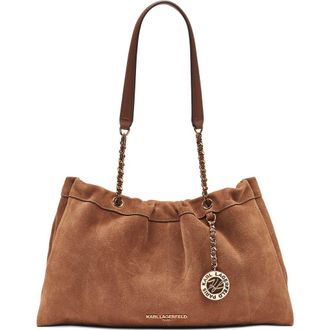 Karl Lagerfeld Amandine Suede Shoulder in Cognac at Nordstrom