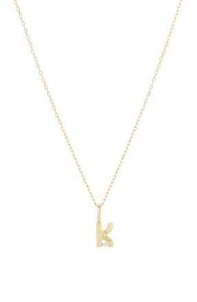 Adina Reyter Groovy Diamond Initial Mini Charm Necklace in Yellow Gold - K at Nordstrom