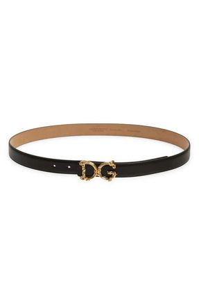 Dolce & Gabbana DG Baroque Buckle Leather Belt in Nero at Nordstrom, Size 100