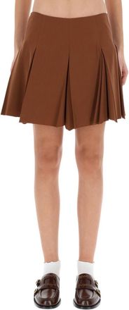 Marni Brown Pleated Mini Skirt