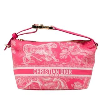 Dior Pre-owned Dioriviera Nomad Pouch Toile de Jouy Leather Shoulder Bag - Dames - Pre-owned - Roze - Maat: ONE Size Leer