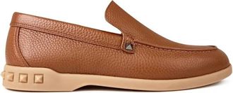 Valentino Slip On Loafers met Rockstud-detail - Heren - Loafers - Bruin - 42 EU - Leer - Schoenen