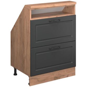 Vicco Armadio mansarda Rion, Goldkraft rovere/antracite casa di campagna, con 2 cassetti, Vicco