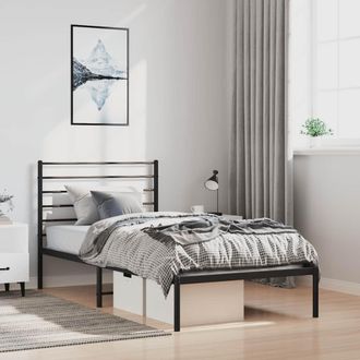 vidaXL Estructura Cama Sin Colch&oacute;n Con Cabecero Metal Negro 100x190 Cm Vidaxl