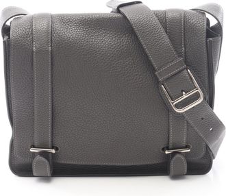 Herm&egrave;s Gray Taurillon Clemence Leather Leather Handbag Shoulder Bag (Pre-Owned)
