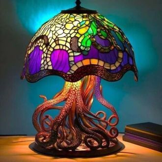 OEM L&aacute;mpara De Mesa De Cristal De Colores Con Forma De Animal, L&aacute;mpara De Mesita De Noche Retro Y Colorida, Luz Nocturna De Resina, L&aacute;mpara De Mesa Decora