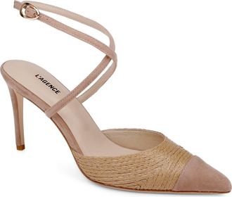 L'agence Moselle Ankle Strap Pointed Cap Toe Pump in Natural/Natural at Nordstrom, Size 9.5