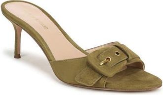 Veronica Beard Tia Buckle Slide Sandal in Fennel Green Suede at Nordstrom, Size 7.5