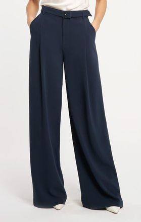 Cinq &agrave; Sept Eliah Wide Leg Pants in Navy at Nordstrom, Size 12