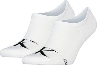 Calvin Klein Mens Organic Cotton High Cut Monogram Footie Sock, White, 43 to 46 (Pack of 2)