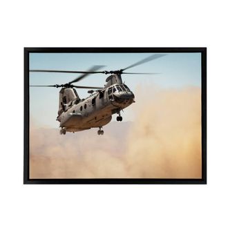 Artery8 Sea Knight Helicopter CH 46E US Marine Corps Framed Canvas Wall Art Print | Size: W24 x H32
