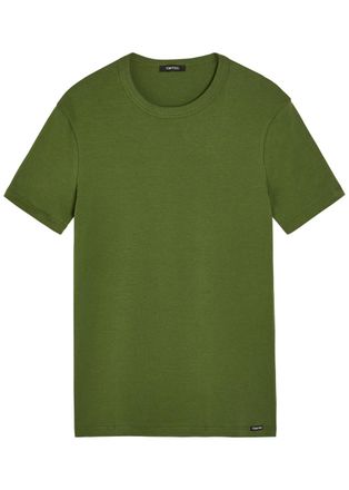 Tom Ford Crew-neck Stretch-cotton T-shirt - Green - XL