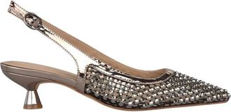 Alma En Pena Metallic Effect Mesh Slingback Shoe - Dames - Pumps - Grijs - 39 EU - Leer - Schoenen
