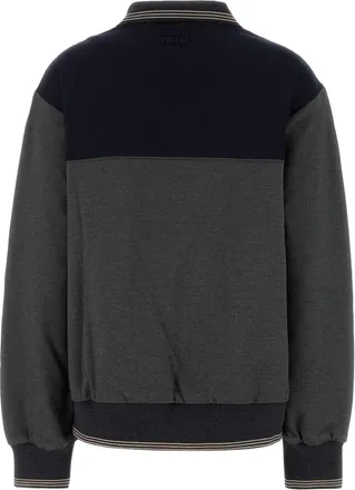 Miu Miu Womens Two-Tone Stretch Viscose Blend Sweatshirt Gray Sweater