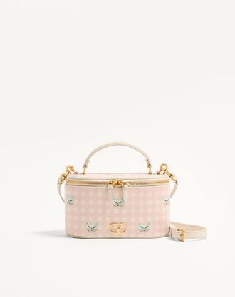 Valentino Garavani Vlogo Signature Mini Vanity Bag in Le Chat De La Maison Grainy Calfskin Wo