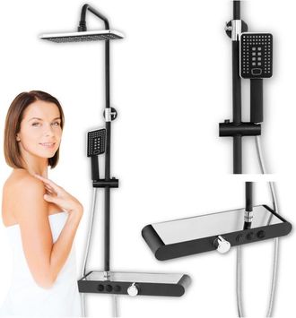 Desconocido Elena S-1207bc Set De Ducha De Superficie Negro/cromo