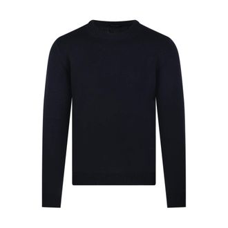 Roberto Collina Truien & Vesten, Heren, Blauw, L, Wol, Navy Ronde Hals Sweater